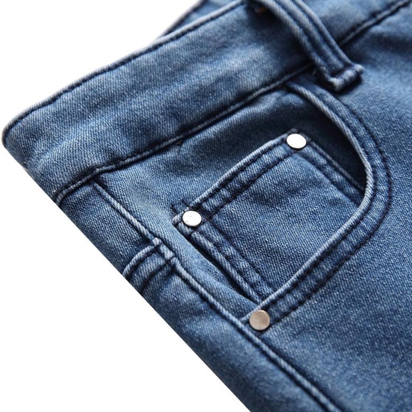 Men's High Waist Fleece Lined Skinny Jeans / Size: 28 / Color: Blue Denim - Picture 13 of 13